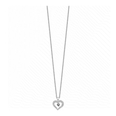Sterling Silver 1/7 ct tw Diamond Heart Necklace – view 3