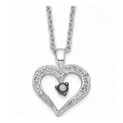 Sterling Silver 1/7 ct tw Diamond Heart Necklace