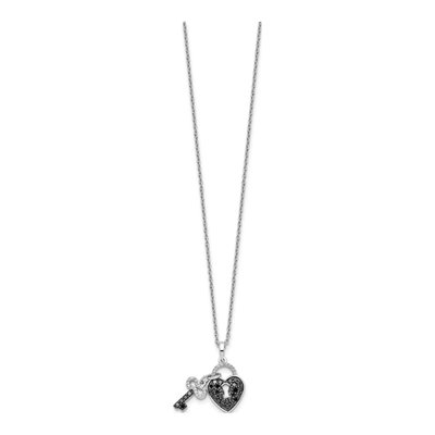 Sterling Silver 1/2 ct tw Diamond Heart Key Necklace – view 3