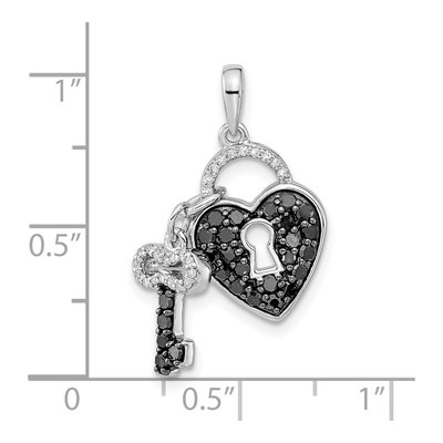 Sterling Silver 1/2 ct tw Diamond Heart Key Necklace – view 4