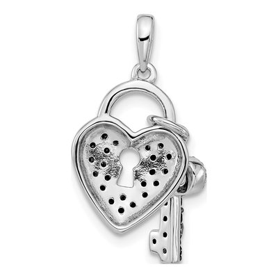 Sterling Silver 1/2 ct tw Diamond Heart Key Necklace – view 5
