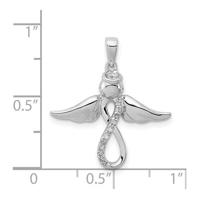 Sterling Silver 1/20 ct tw Diamond Angel Pendant – view 4