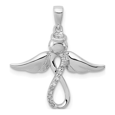 Sterling Silver 1/20 ct tw Diamond Angel Pendant