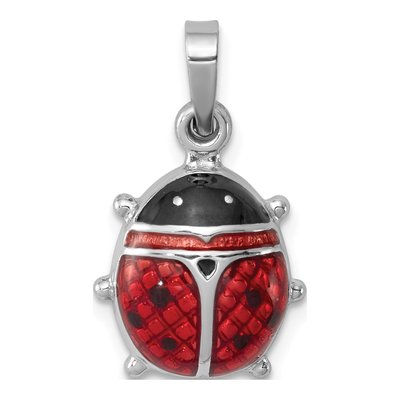 Sterling Silver Enamel Ladybug Pendant