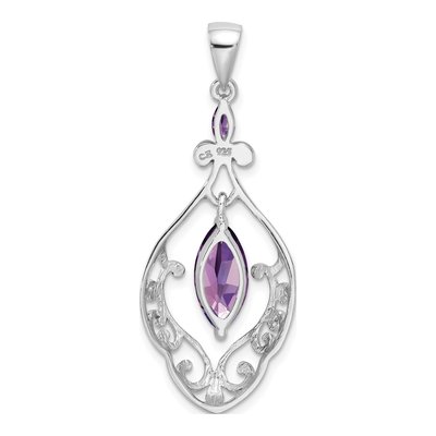 Sterling Silver Amethyst Filigree Pendant – view 5