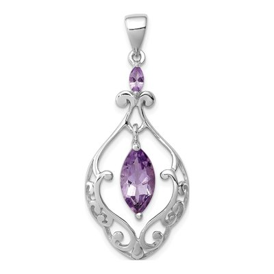 Sterling Silver Amethyst Filigree Pendant