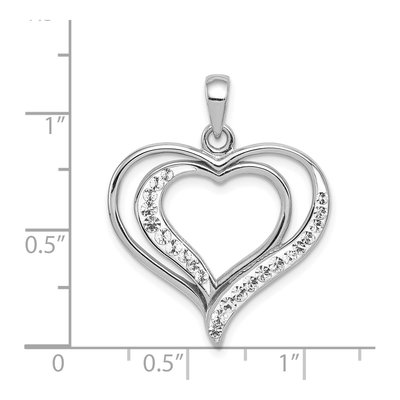 Sterling Silver Crystal Double Heart Pendant – view 4