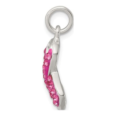 Sterling Silver Crystal Awareness Ribbon Pendant – view 3