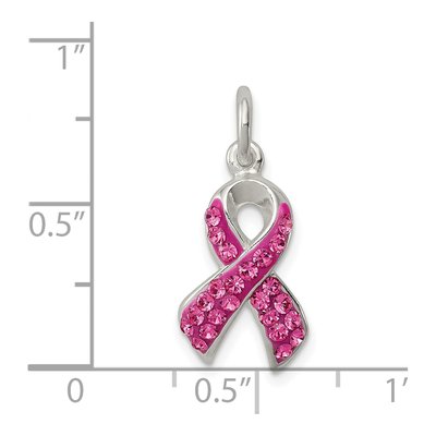 Sterling Silver Crystal Awareness Ribbon Pendant – view 4
