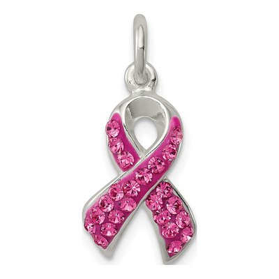 Sterling Silver Crystal Awareness Ribbon Pendant