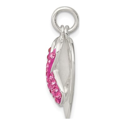 Sterling Silver Pink Ribbon Heart Pendant – view 3