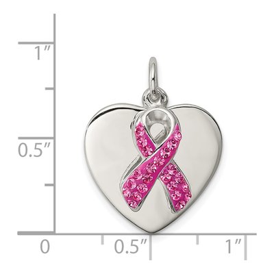 Sterling Silver Pink Ribbon Heart Pendant – view 4