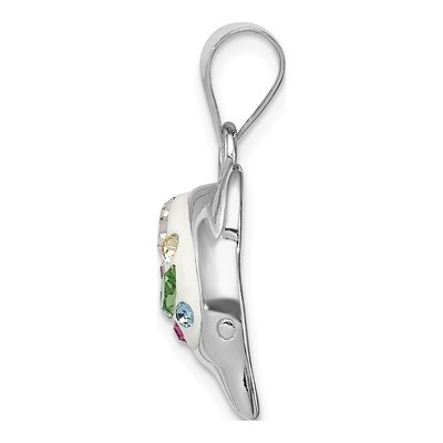 Sterling Silver Crystal Dolphin Pendant – view 3