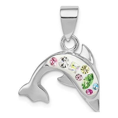 Sterling Silver Crystal Dolphin Pendant