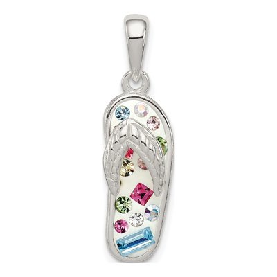 Sterling Silver Crystal Flip-Flop Pendant
