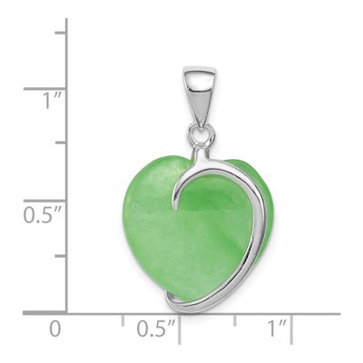 Sterling Silver Green Jade Heart Pendant – view 4