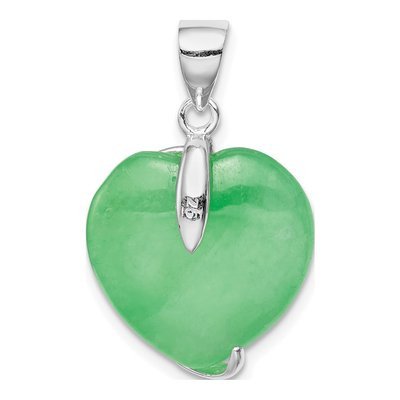 Sterling Silver Green Jade Heart Pendant – view 5