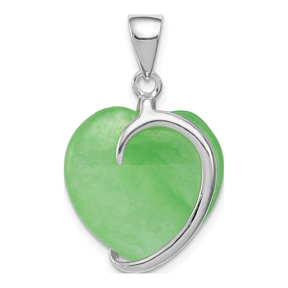 Sterling Silver Green Jade Heart Pendant
