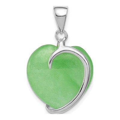 Sterling Silver Green Jade Heart Pendant