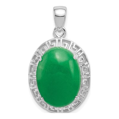 Sterling Silver Jade Greek Key Pendant