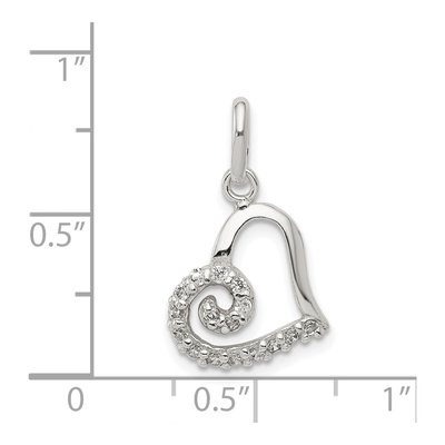 Sterling Silver CZ Heart Pendant – view 4