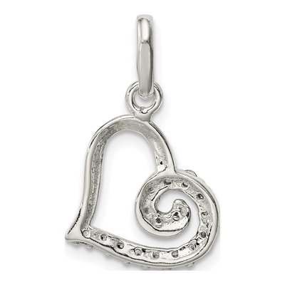 Sterling Silver CZ Heart Pendant – view 5