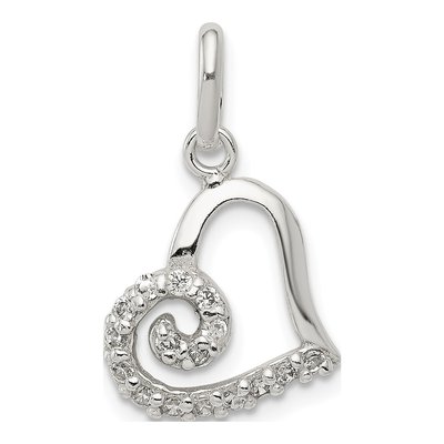 Sterling Silver CZ Heart Pendant