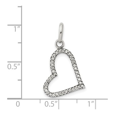 Sterling Silver CZ Heart Pendant – view 4