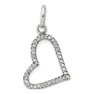 Sterling Silver CZ Heart Pendant