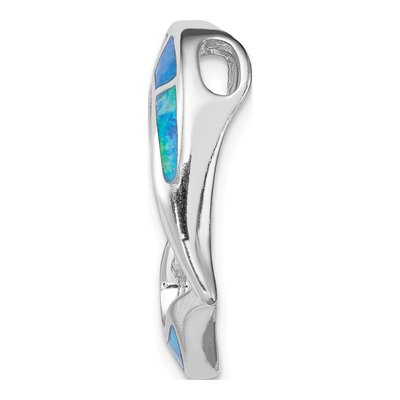 Sterling Silver Lab-Created Opal Heart Pendant – view 3