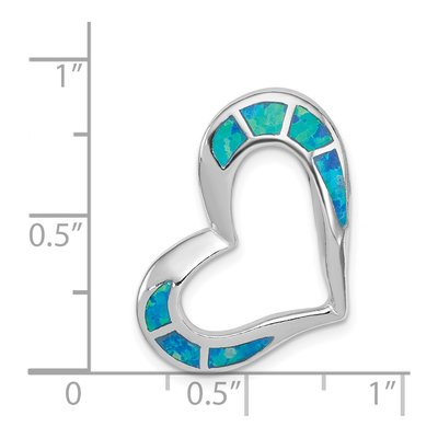 Sterling Silver Lab-Created Opal Heart Pendant – view 4