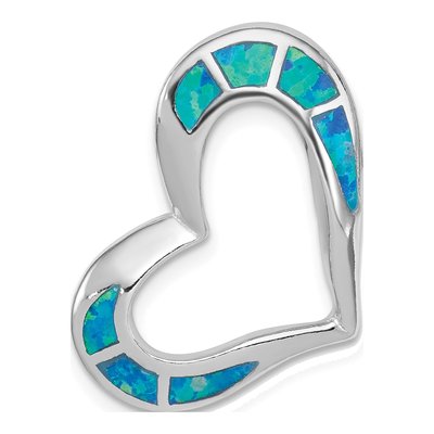 Sterling Silver Lab-Created Opal Heart Pendant