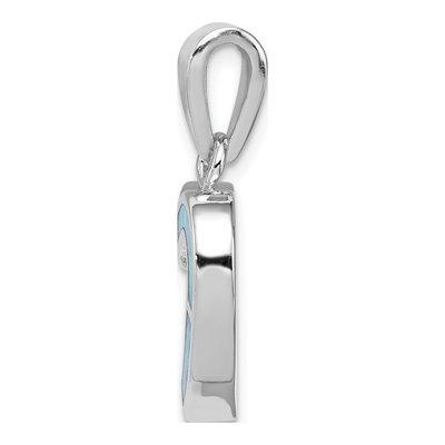 Sterling Silver Lab-Created Opal Heart Pendant – view 3