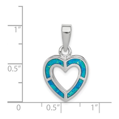 Sterling Silver Lab-Created Opal Heart Pendant – view 4