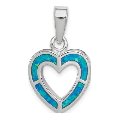 Sterling Silver Lab-Created Opal Heart Pendant