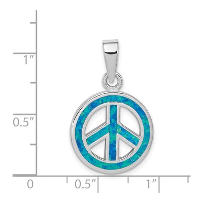 Sterling Silver Blue Opal Peace Sign Pendant – view 4