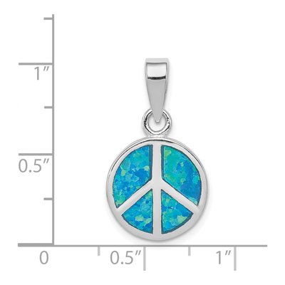 Sterling Silver Lab-Created Opal Peace Sign Pendant – view 4
