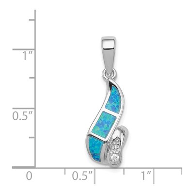 Sterling Silver Lab-Created Opal & CZ Twisted Pendant – view 4