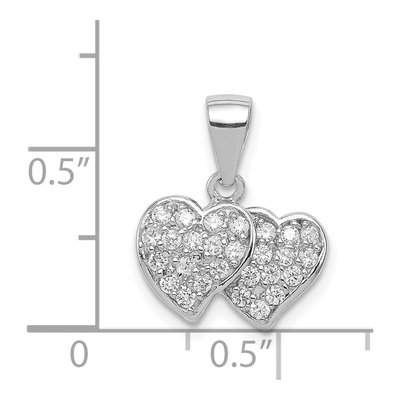 Sterling Silver CZ Double Hearts Pendant – view 4