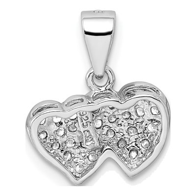 Sterling Silver CZ Double Hearts Pendant – view 5