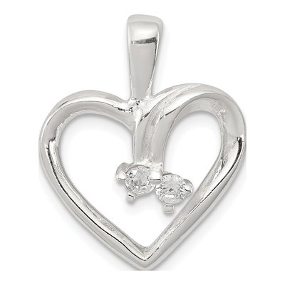 Sterling Silver CZ Heart Pendant