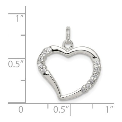 Sterling Silver CZ Heart Pendant – view 4
