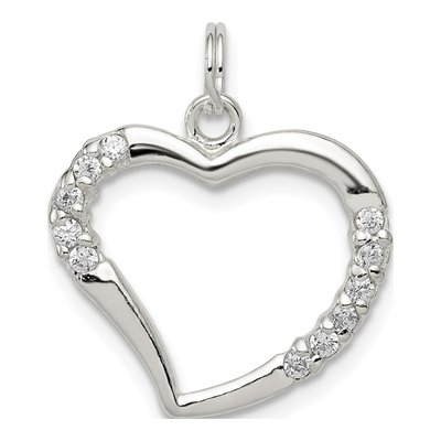 Sterling Silver CZ Heart Pendant