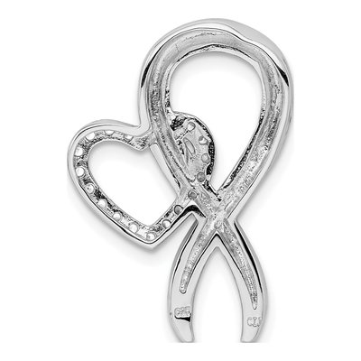 Sterling Silver CZ Heart Breast Cancer Ribbon Slide Pendant – view 5