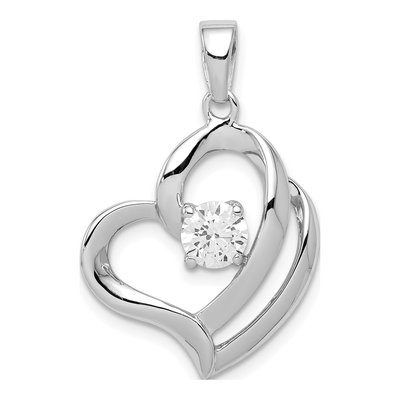 Sterling Silver CZ Heart Pendant