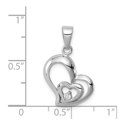 Sterling Silver CZ Heart Pendant – view 4