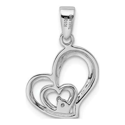 Sterling Silver CZ Heart Pendant – view 5