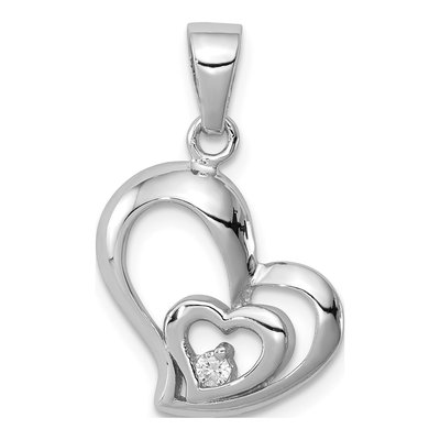 Sterling Silver CZ Heart Pendant