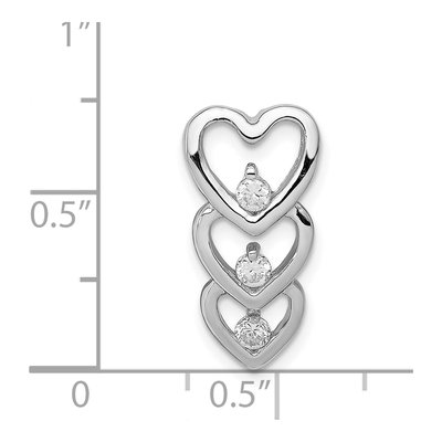 Sterling Silver CZ Multi Hearts Slide Pendant – view 4