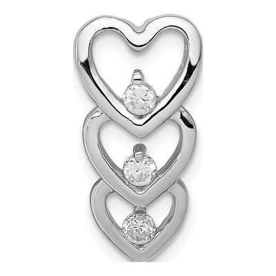 Sterling Silver CZ Multi Hearts Slide Pendant